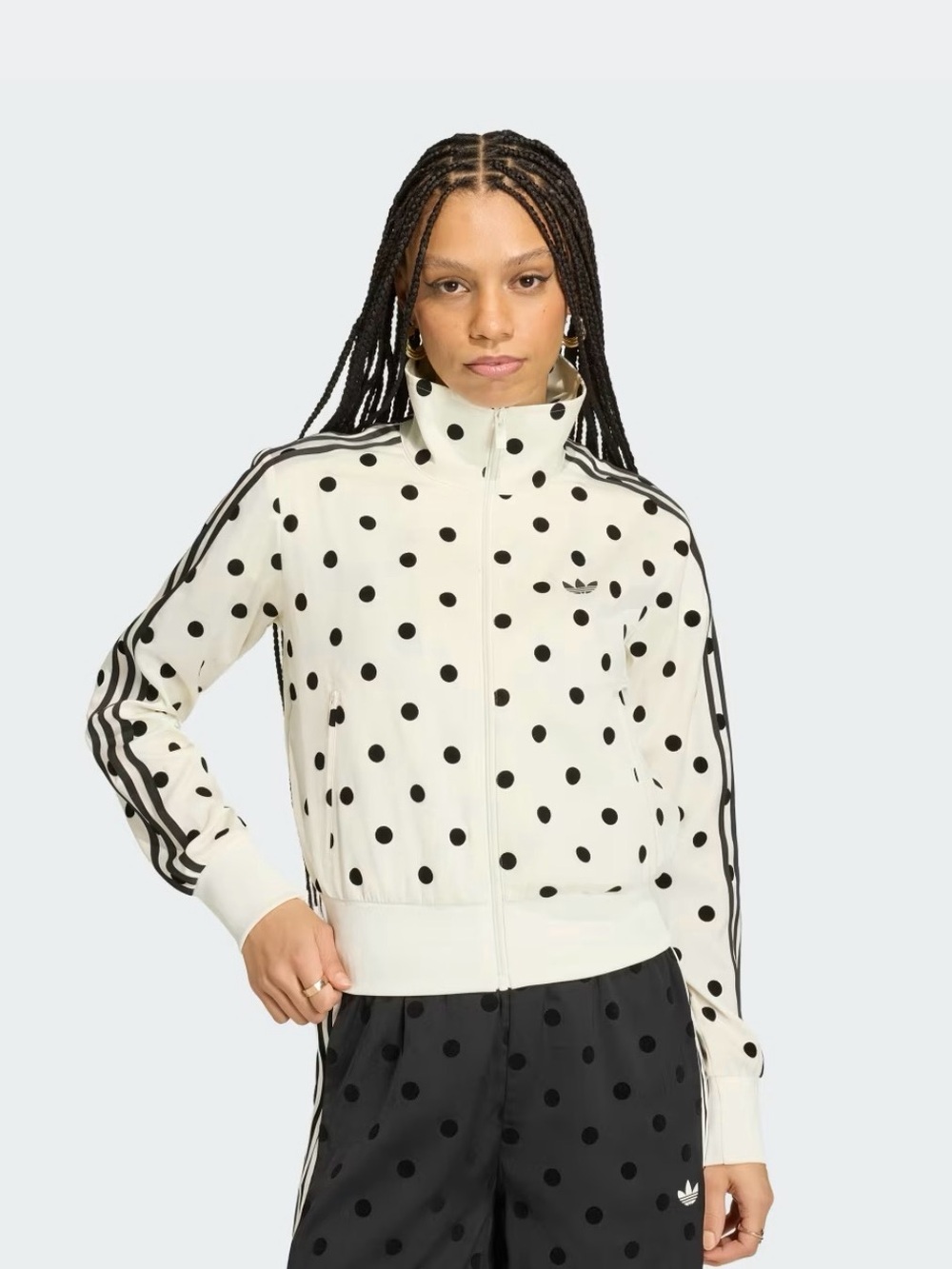 Adidas NWT Satin polka dots TT track top Off White Size Large KV1165